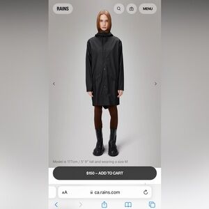 Rains Long Jacket (rain coat)